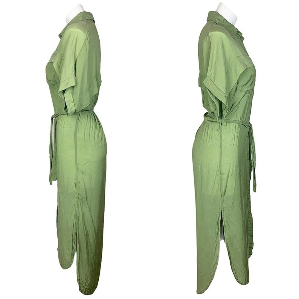 Faithfull The Brand Gigi Shirt-Dress in Plain Sage - Picture 11 of 13